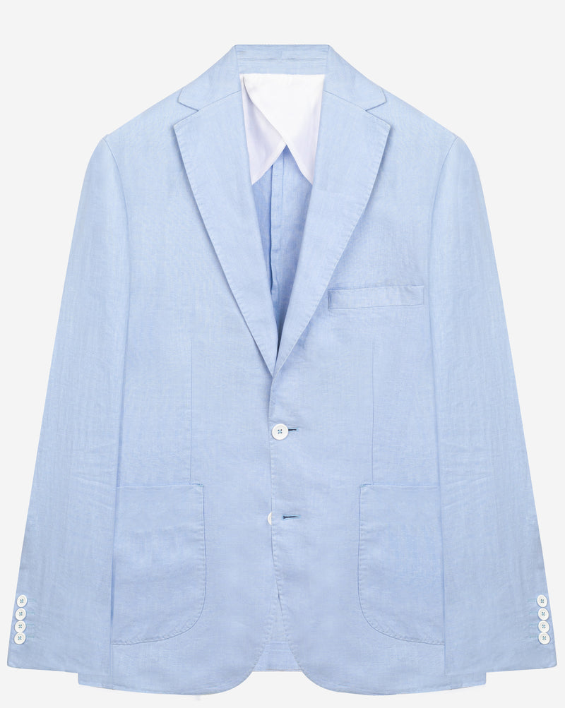 Breeze Blue Pure Linen Blazer