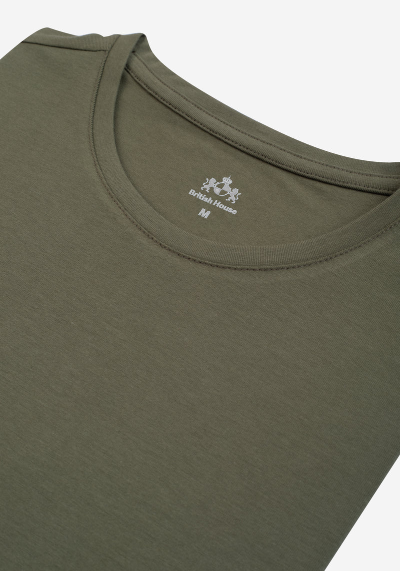 Dull Olive Cotton Undershirt - Short Sleeve