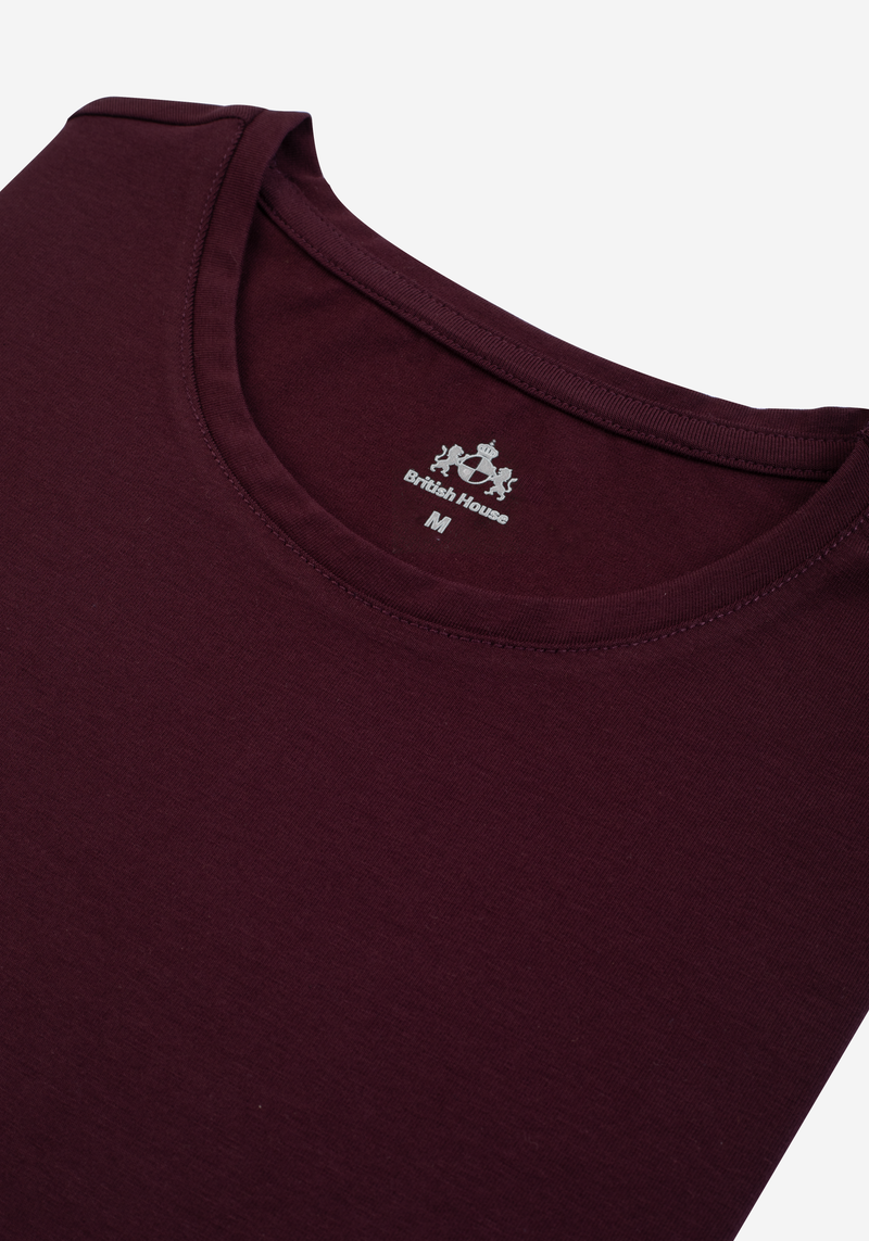 Cherry Maroon Cotton Undershirt - Short Sleeve
