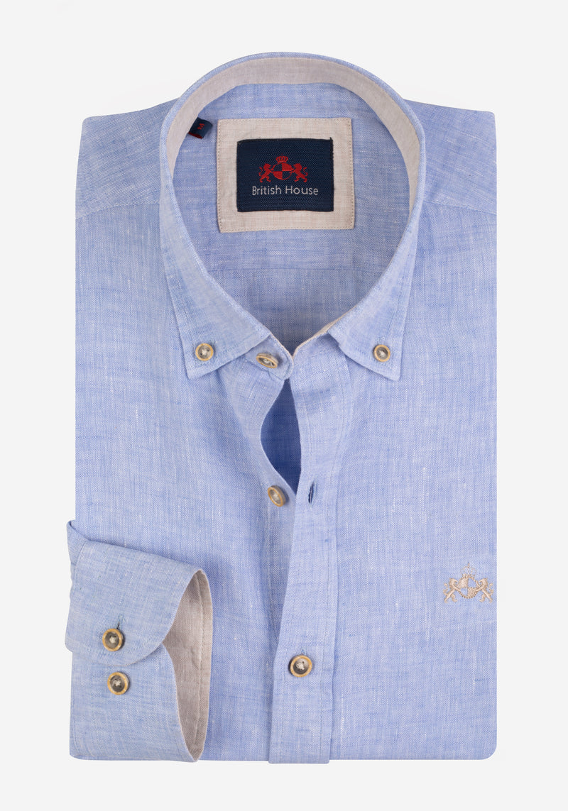Ice Blue Belgian Linen Shirt