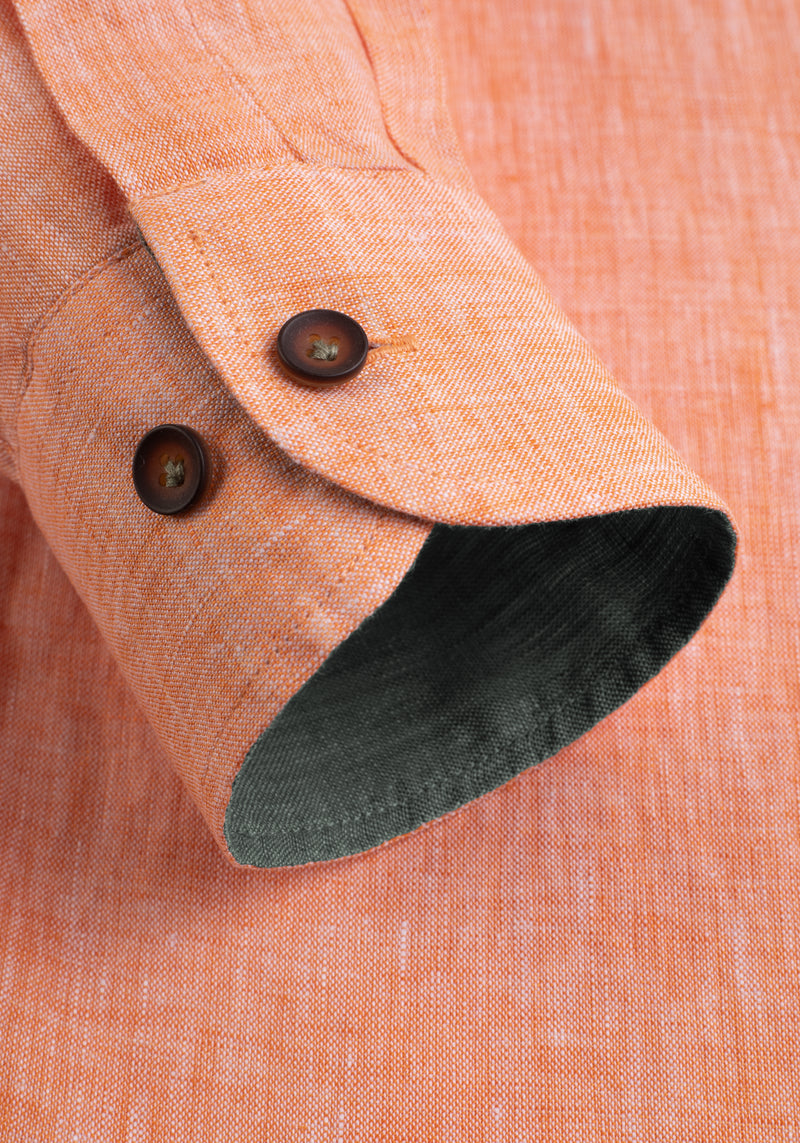 Sunrise Orange Belgian Linen Shirt