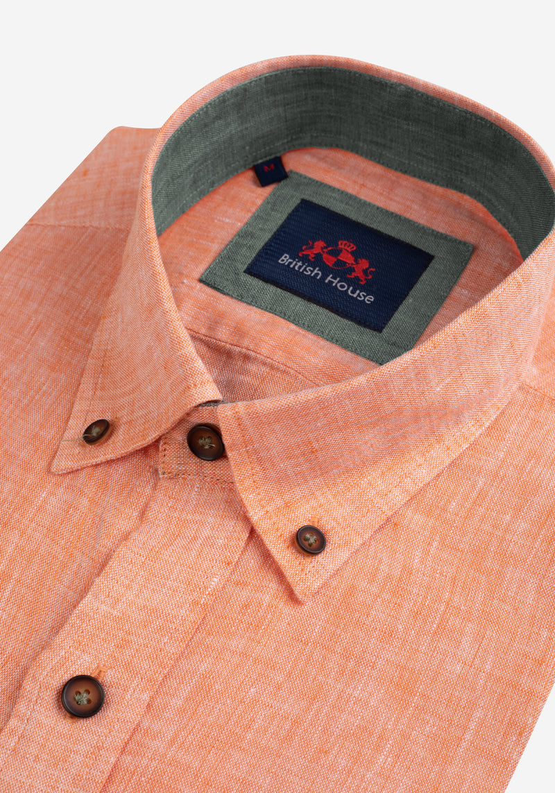Sunrise Orange Belgian Linen Shirt