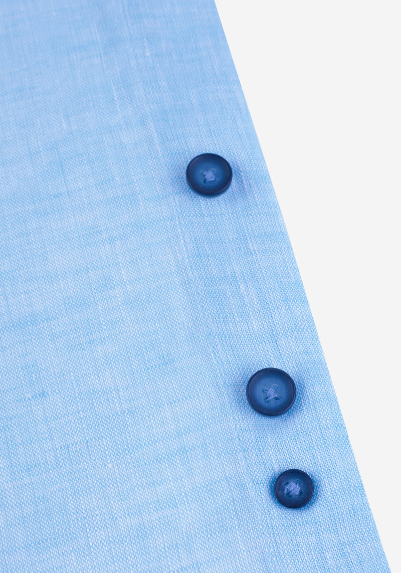 Electric Blue Belgian Linen Shirt