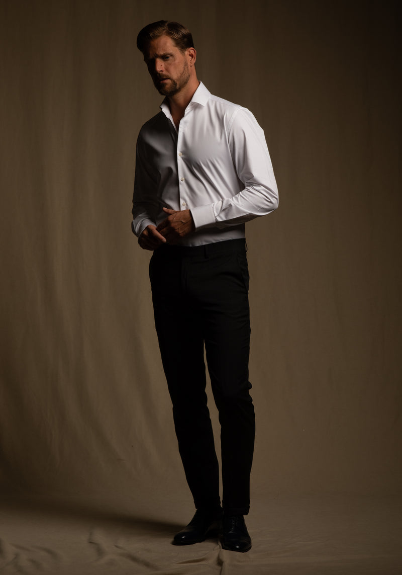 Crystal White Luxe Twill Shirt - Wrinkle-free
