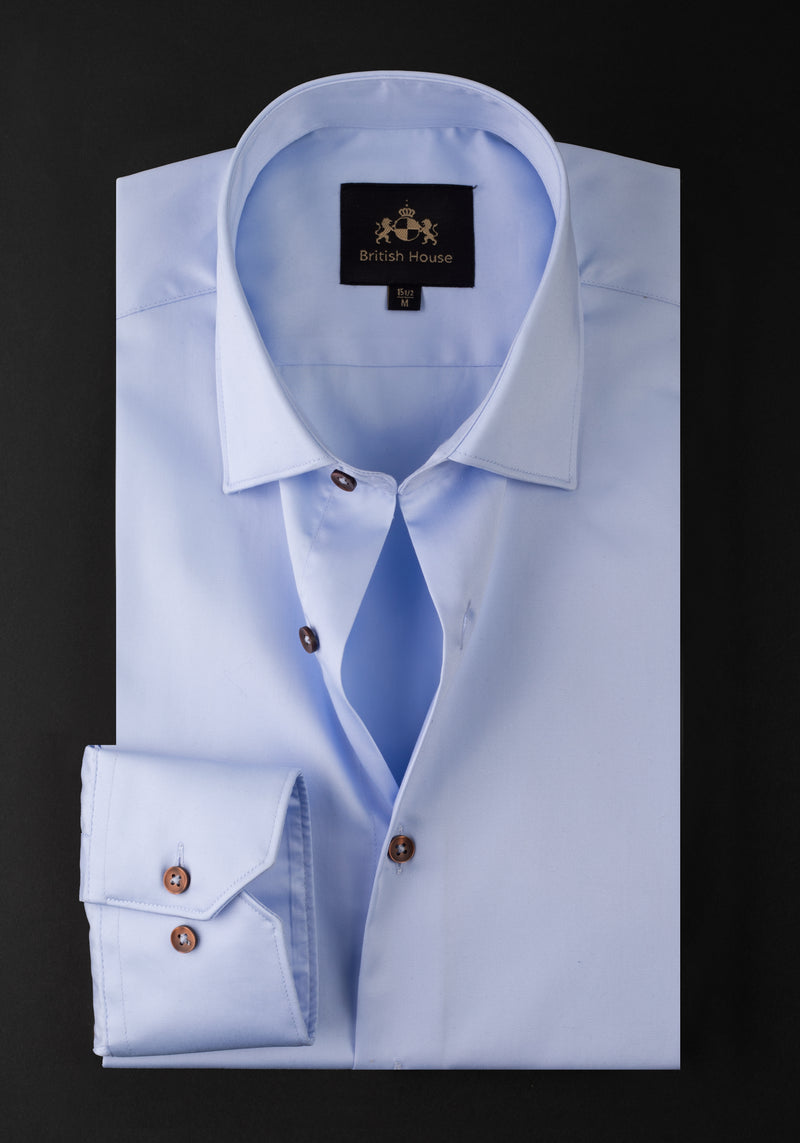 Arctic Blue Luxe Twill Shirt - Wrinkle-free