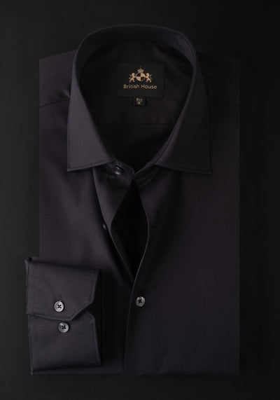 Matte Black Luxe Twill Shirt - Wrinkle-free
