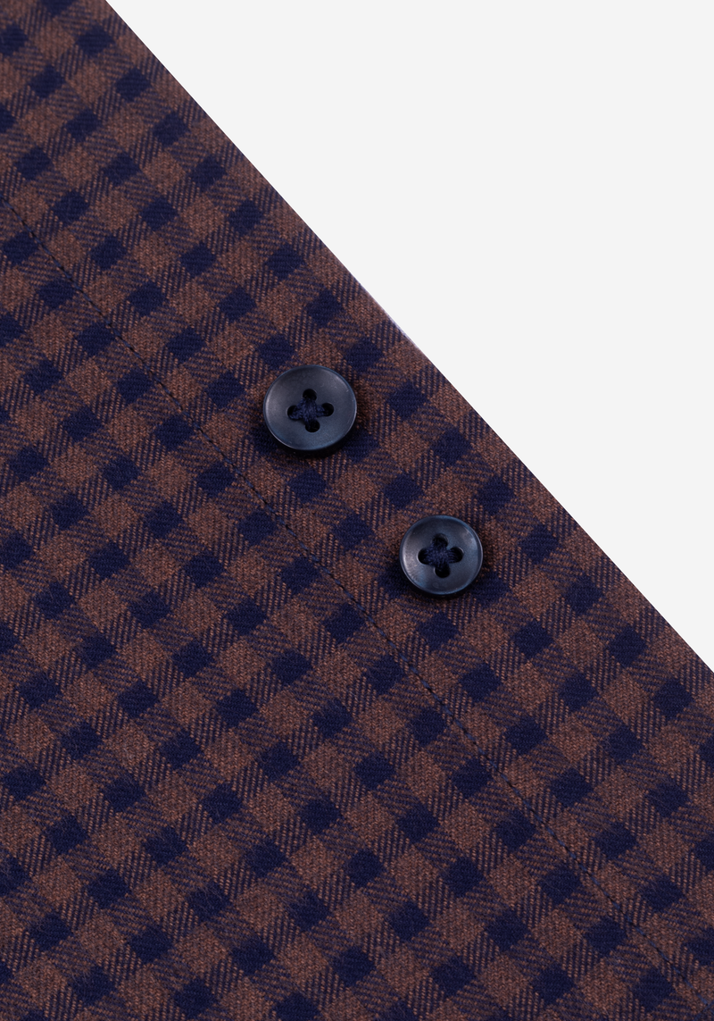 Dull Brown Checked Flannel Twill Shirt