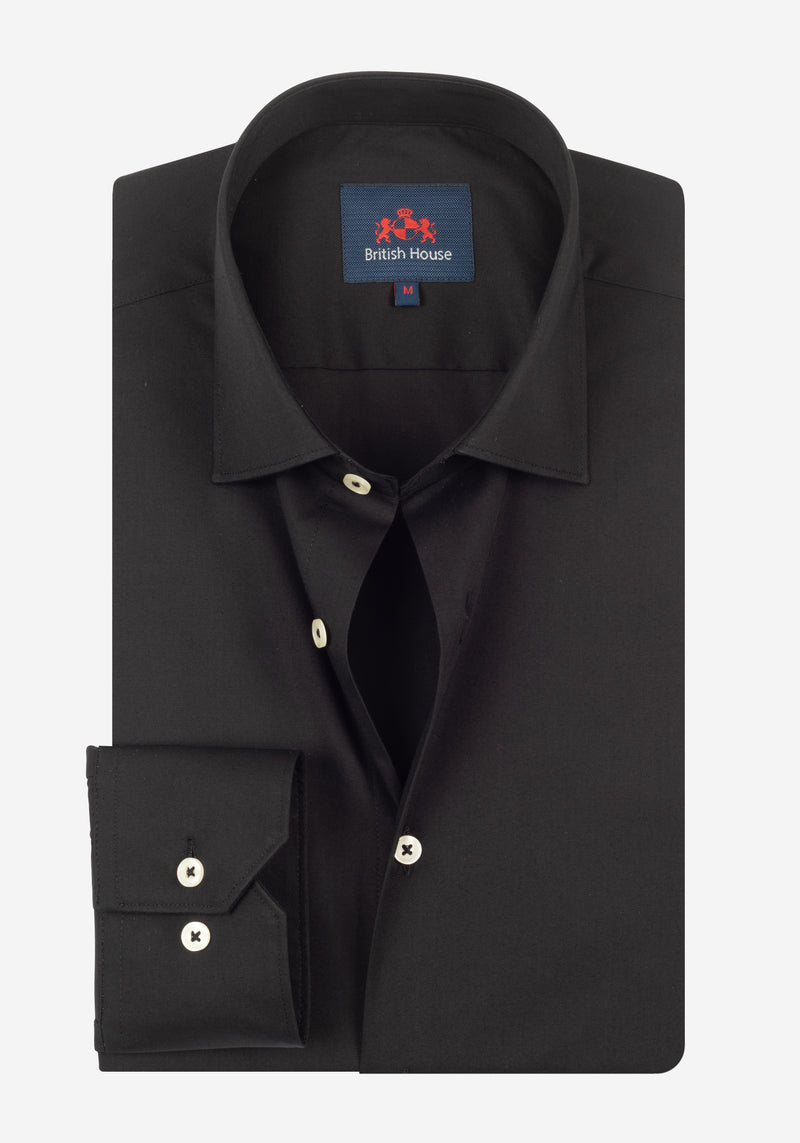 Midnight Black Cotton Lycra Shirt