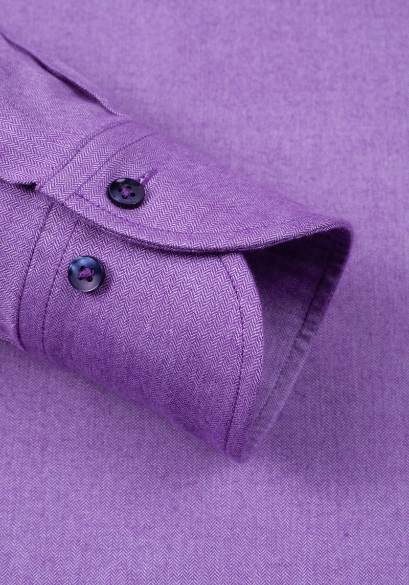 Majestic Purple Washed Herringbone Flannel Shirt