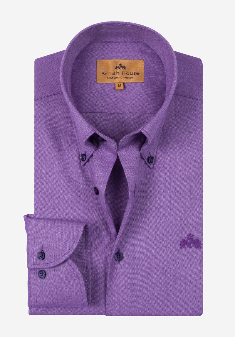 Royal Purple Herringbone Flannel Shirt