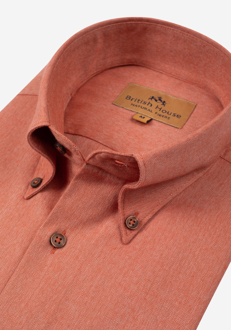 Dusty Orange Herringbone Flannel Shirt