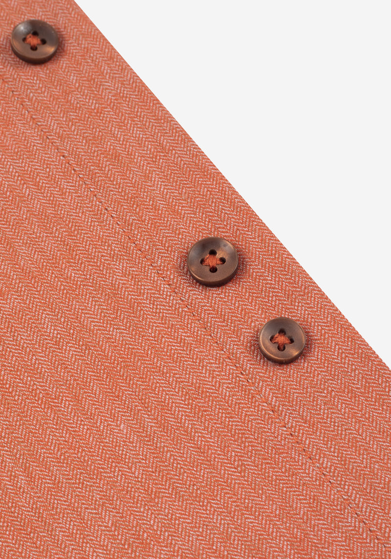Coral Orange Washed Herringbone Flannel Shirt