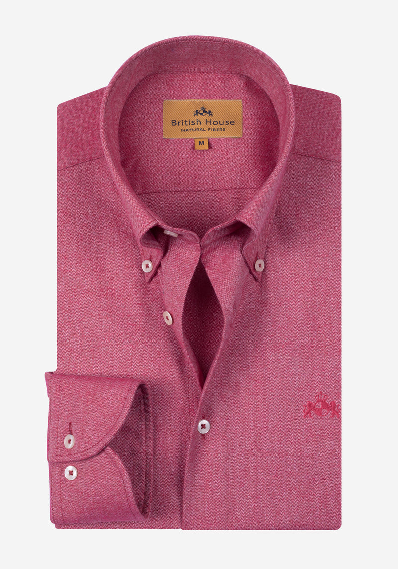 Blush Red Herringbone Flannel Shirt