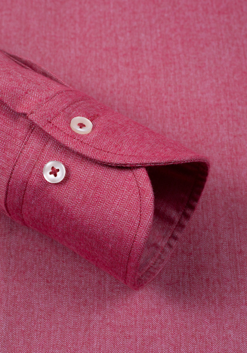 Cherry Red Washed Herringbone Flannel Shirt