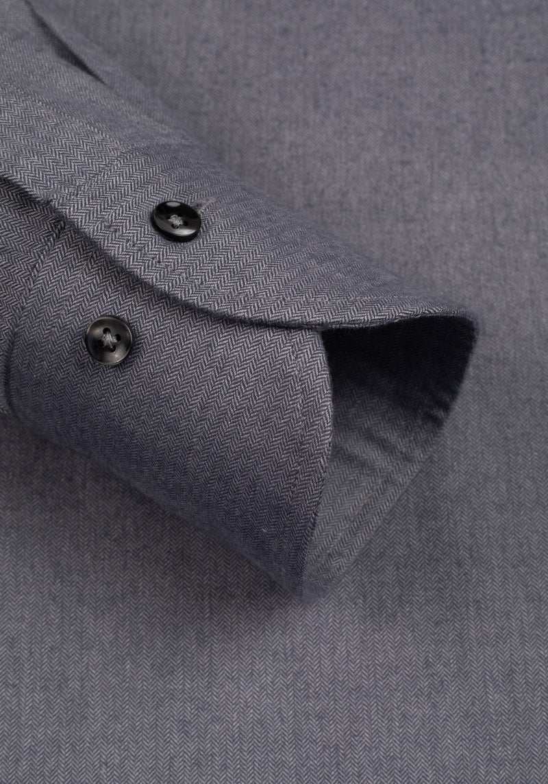 Rusty Grey Herringbone Flannel Shirt
