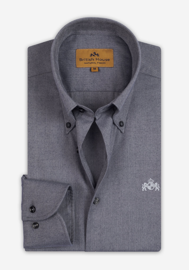 Rusty Grey Herringbone Flannel Shirt