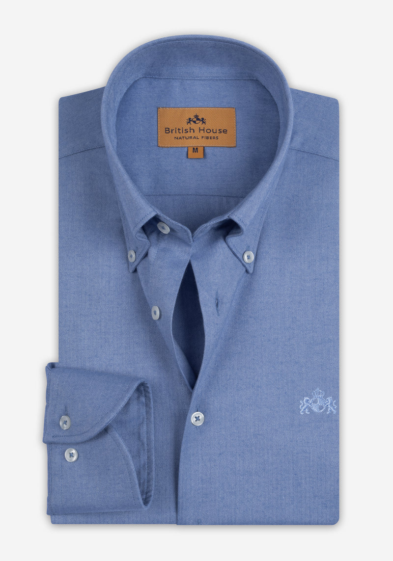 Steel Blue Herringbone Flannel Shirt