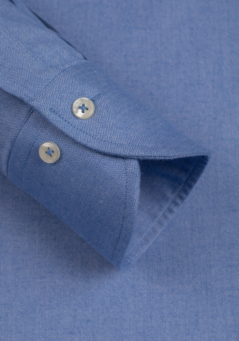 Steel Blue Herringbone Flannel Shirt