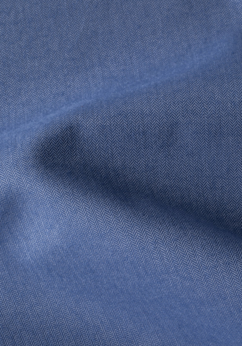 Steel Blue Herringbone Flannel Shirt