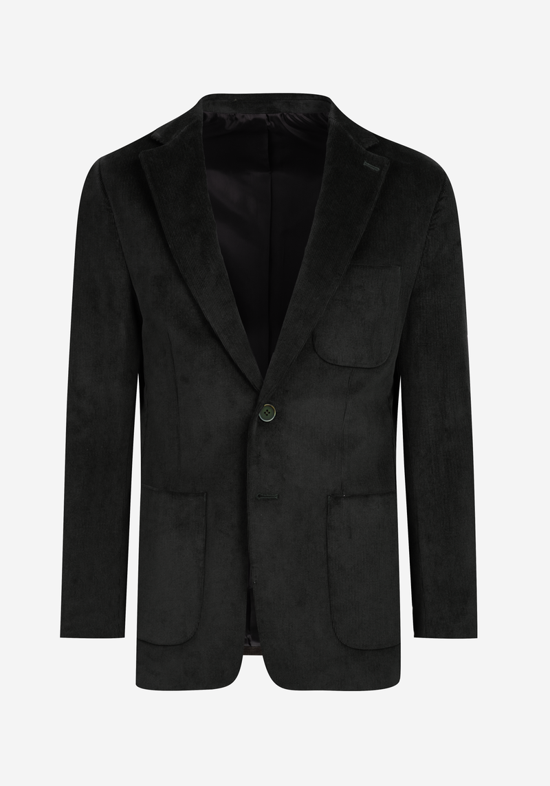 Slim Fit Dim Green Stripe Corduroy Blazer