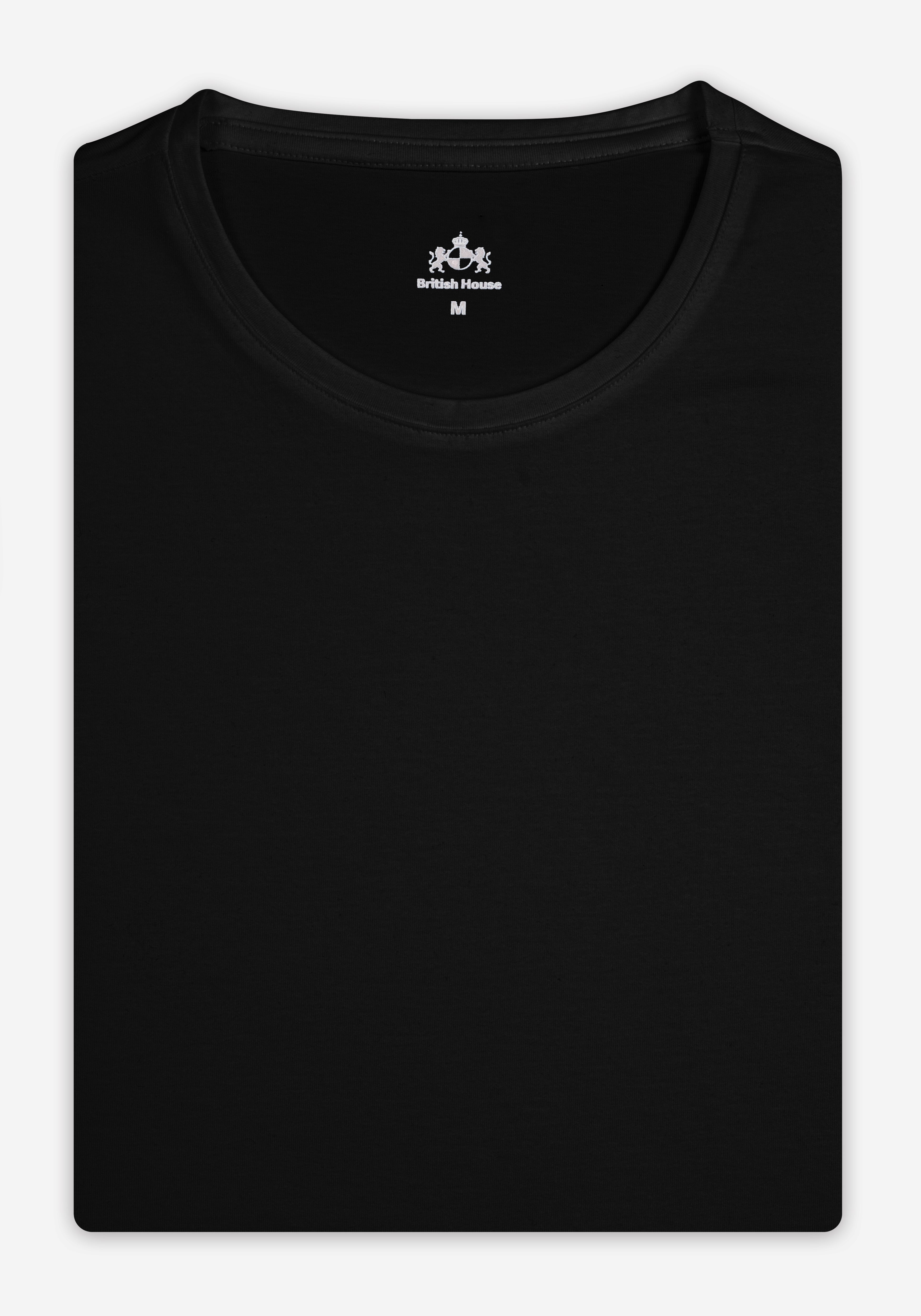 Jet Black Cotton Undershirt Short Sleeve British House