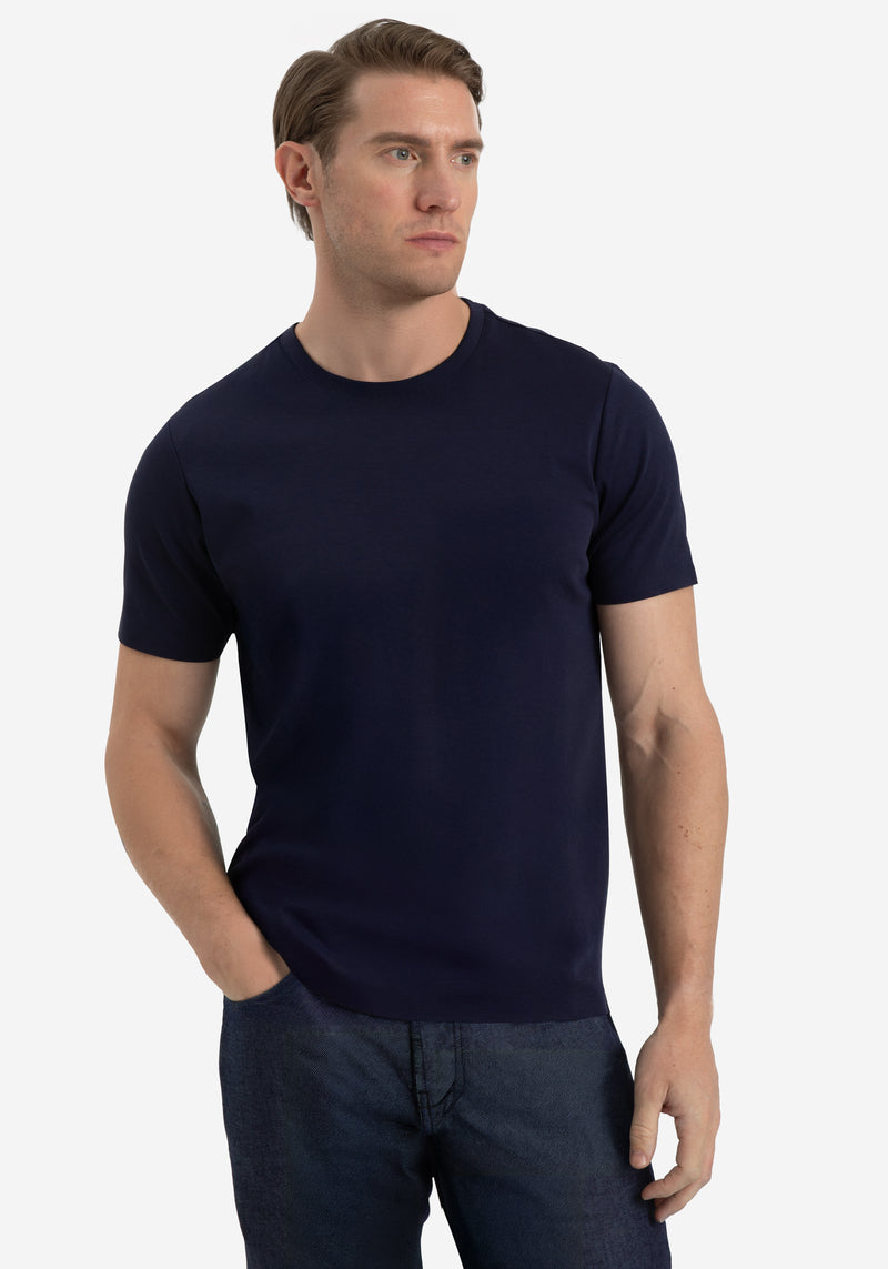 Arctic Navy Cotton Undershirt - Short Sleeve