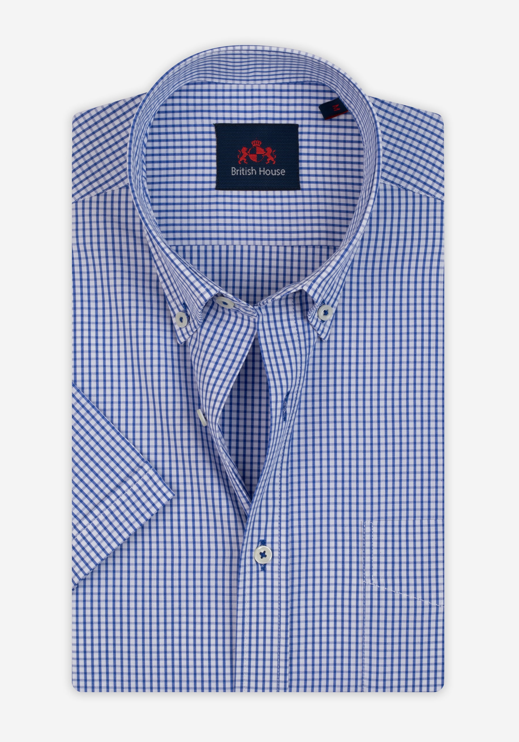 Sail Blue Checked Poplin Shirt - Short Sleeve