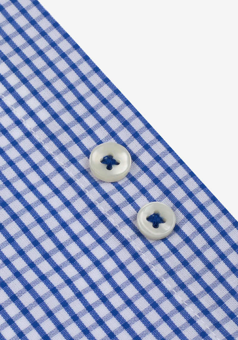 Sail Blue Checked Poplin Shirt - Short Sleeve