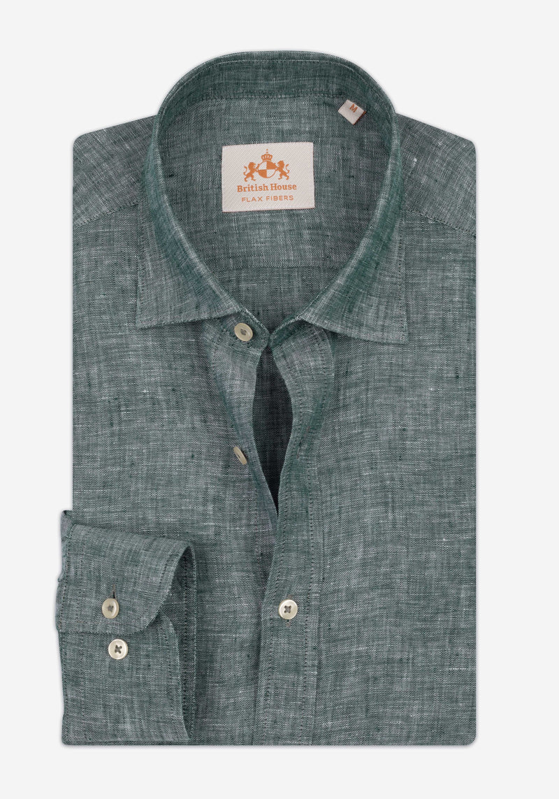 Faded Olive Washed Belgian Linen Shirt