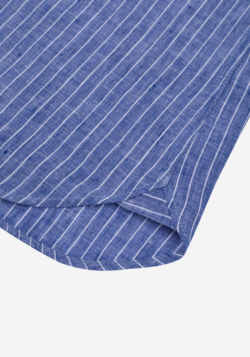 Ocean Blue Stripe Belgian Linen Shirt