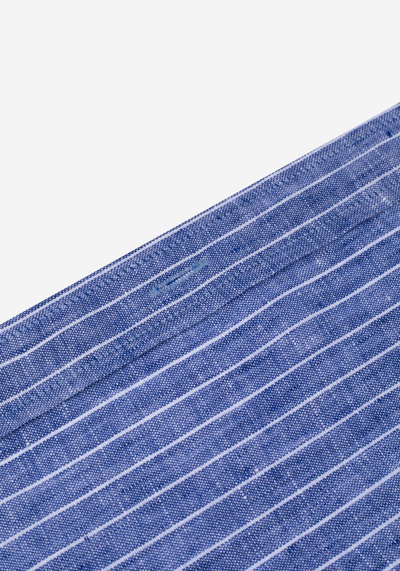 Ocean Blue Stripe Belgian Linen Shirt