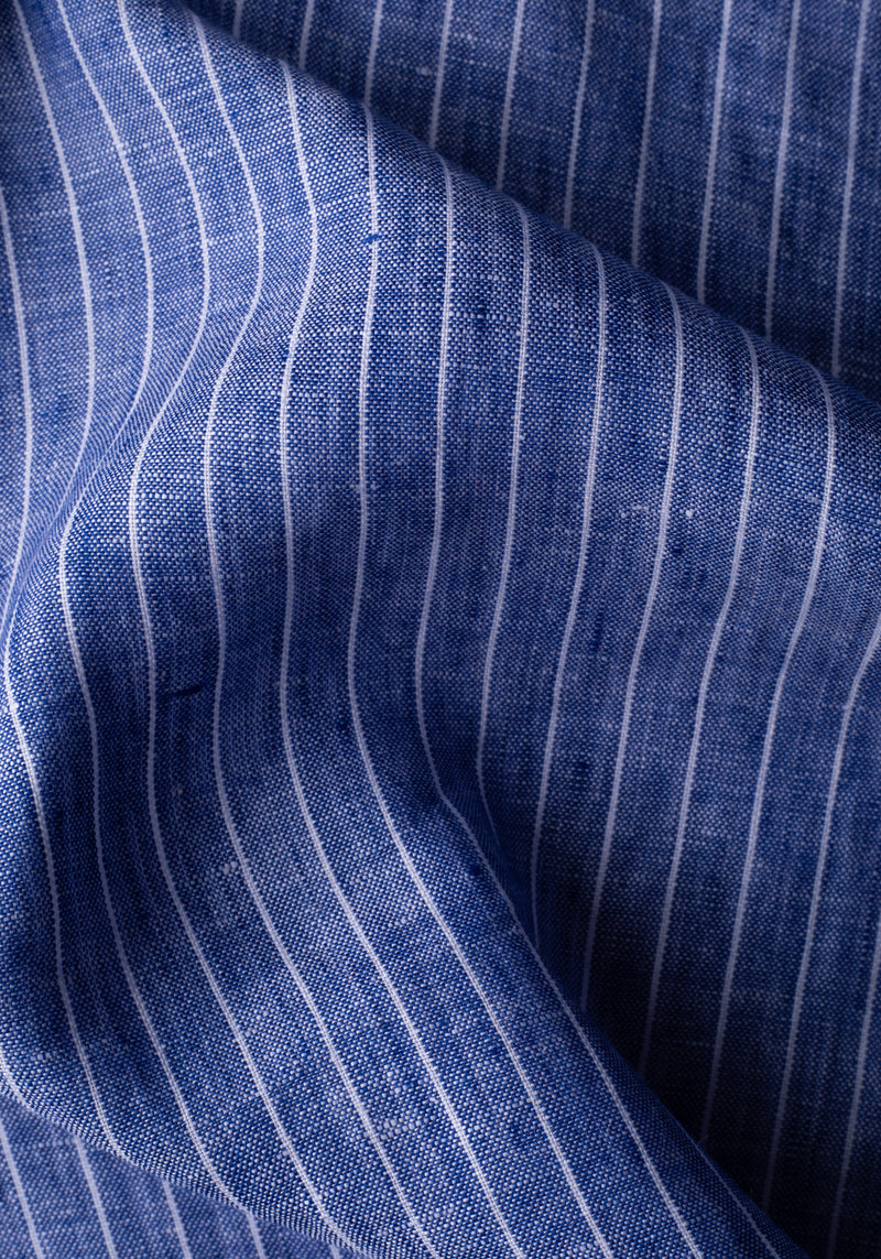 Ocean Blue Stripe Belgian Linen Shirt