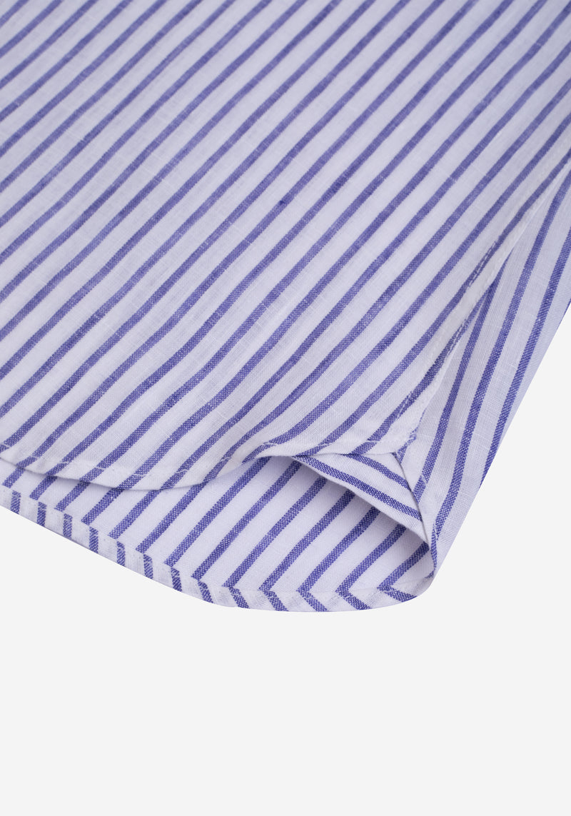 Surf Blue Stripe Washed Belgian Linen Shirt