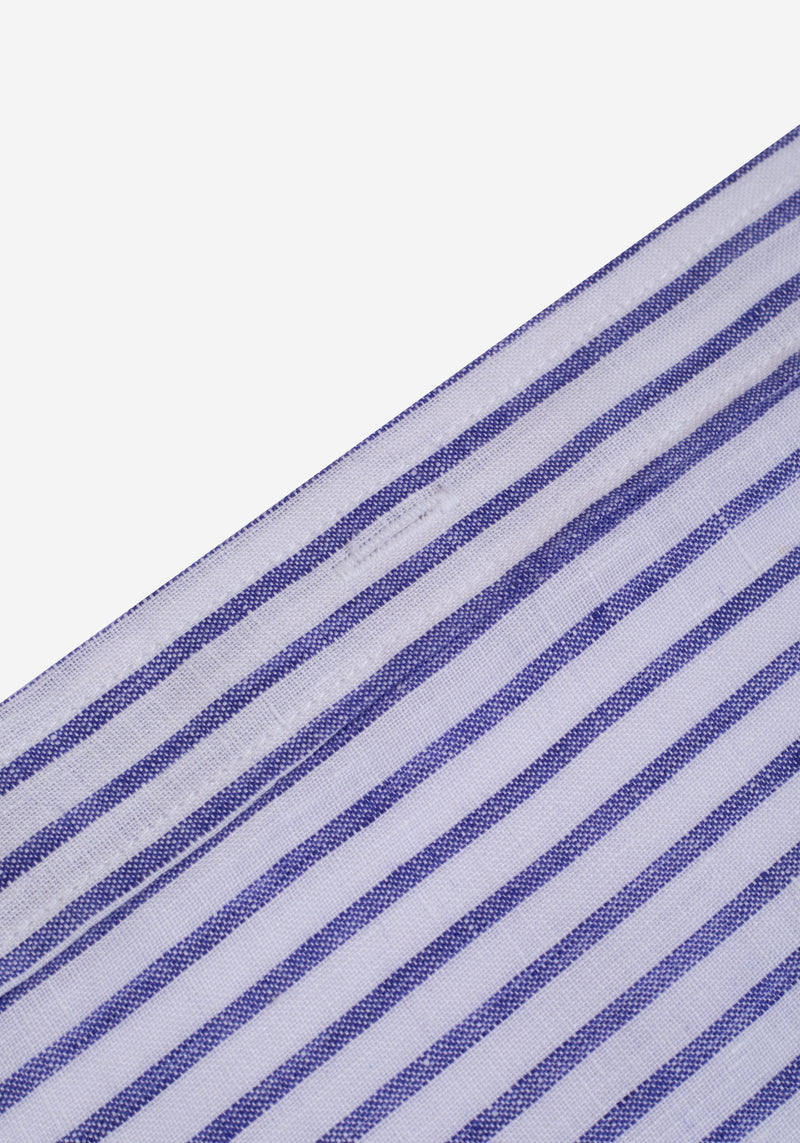 Surf Blue Stripe Washed Belgian Linen Shirt
