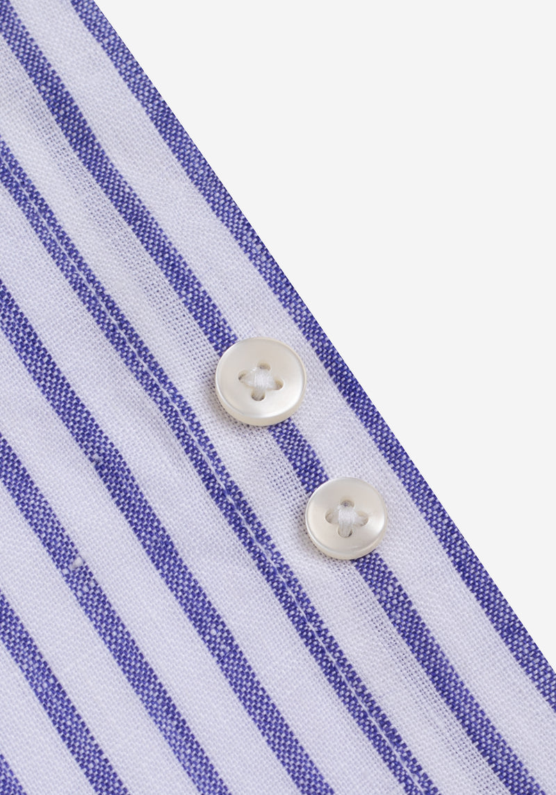 Surf Blue Stripe Washed Belgian Linen Shirt
