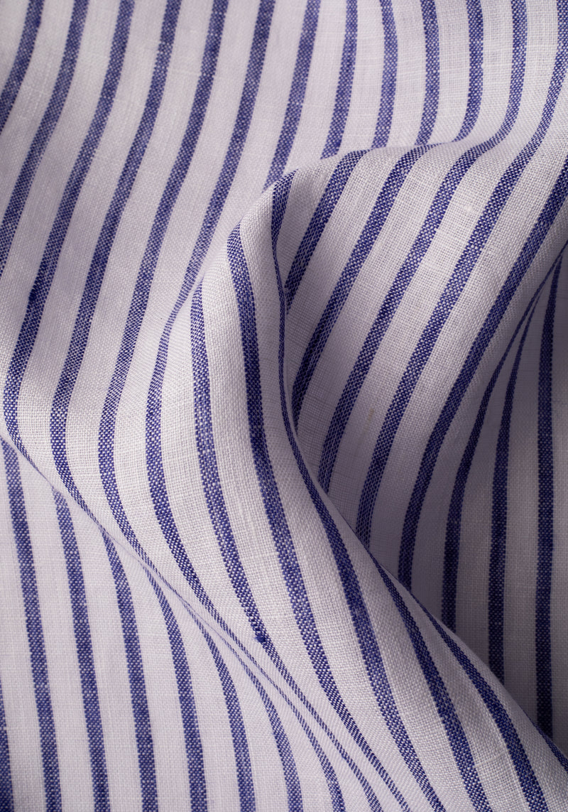 Surf Blue Stripe Washed Belgian Linen Shirt