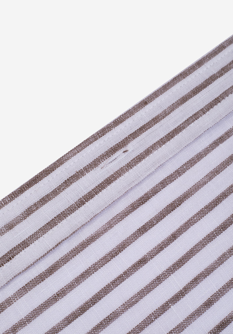 Desert Brown Stripe Washed Belgian Linen Shirt
