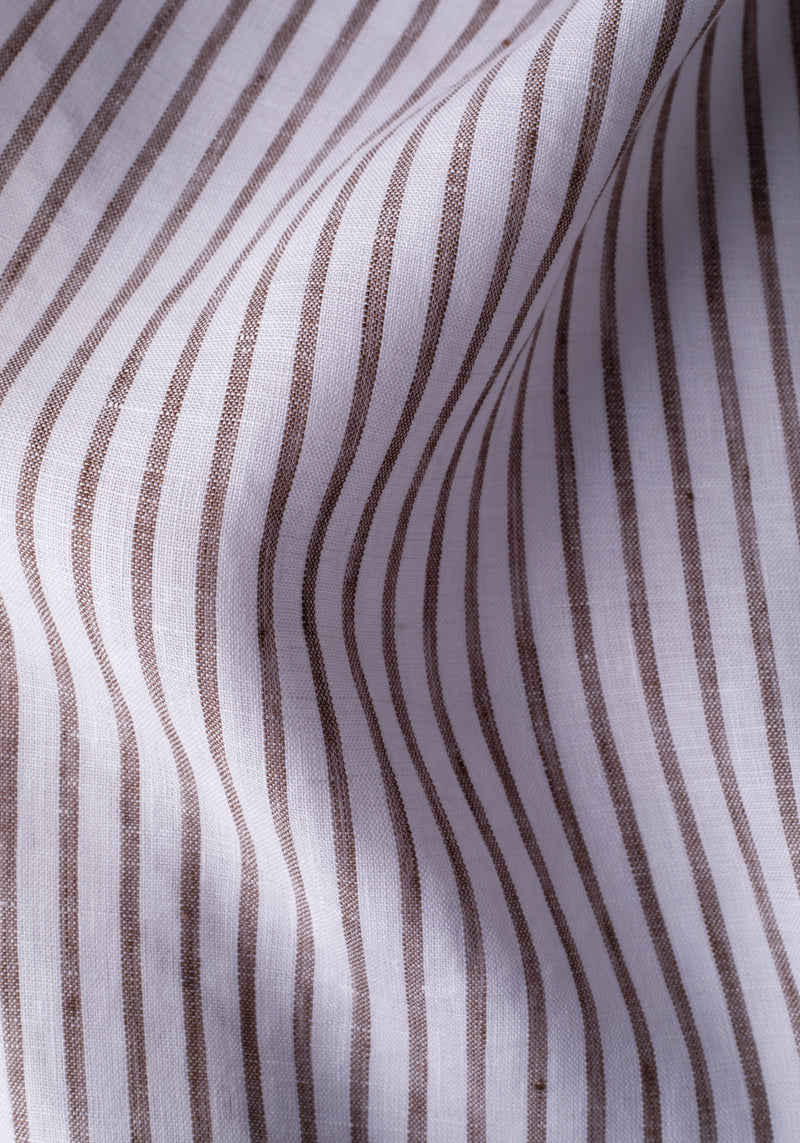 Desert Brown Stripe Washed Belgian Linen Shirt