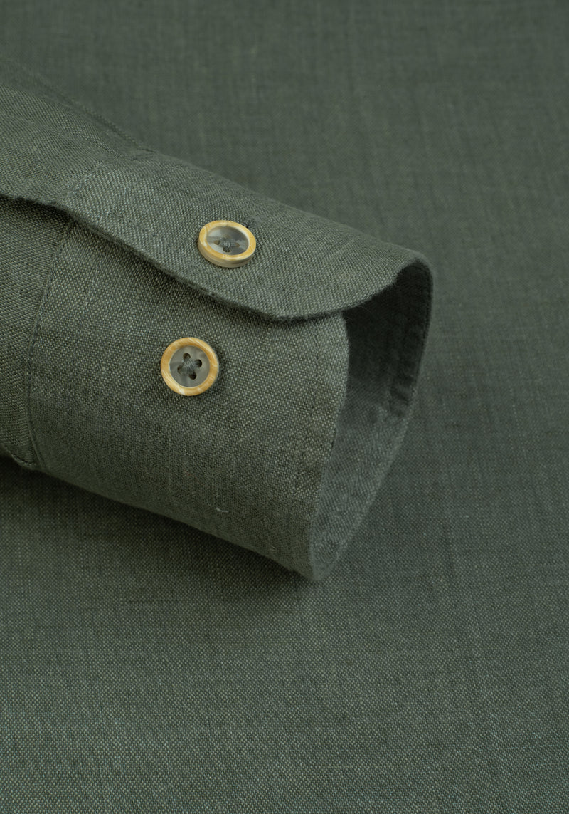 Pale Olive Belgian Linen Shirt