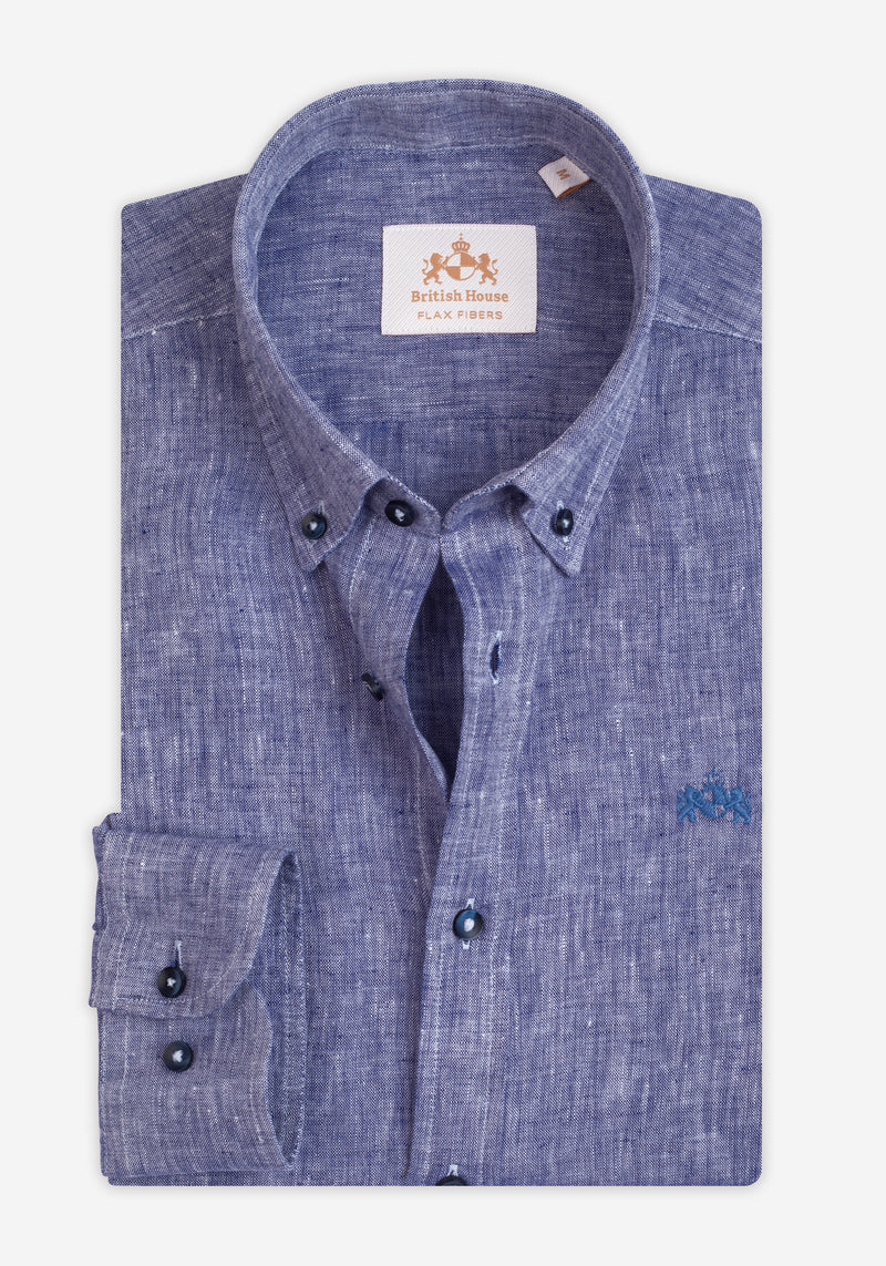 Indigo Blue Belgian Linen Shirt