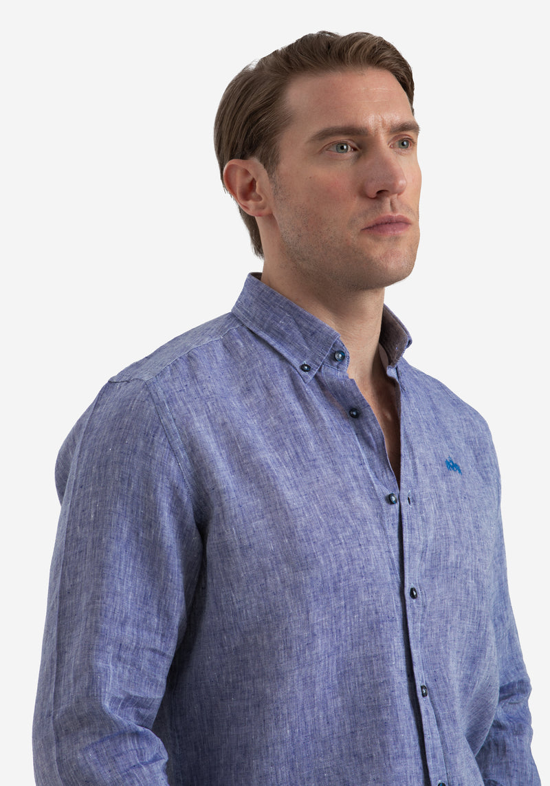 Indigo Blue Belgian Linen Shirt