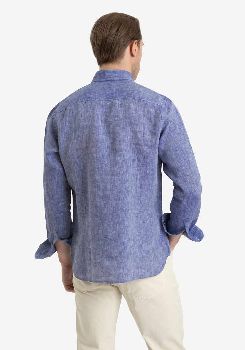 Indigo Blue Belgian Linen Shirt