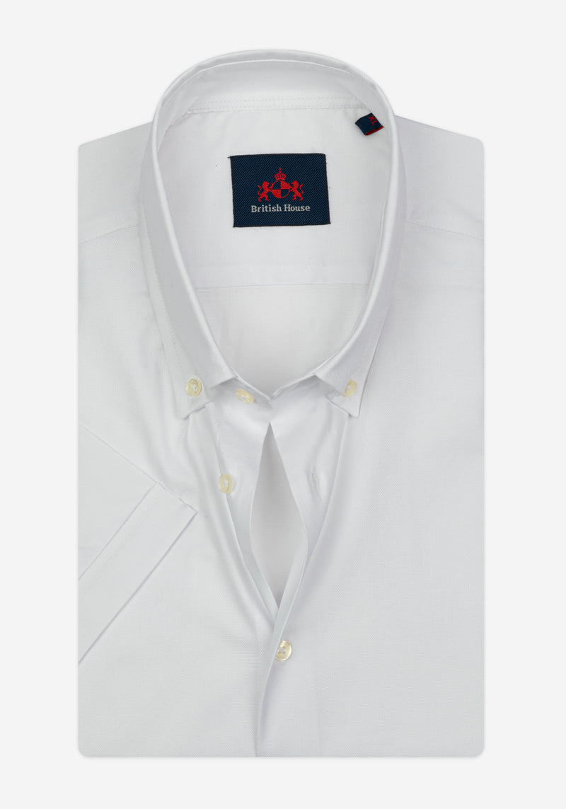 Pearl White Oxford Shirt - Short Sleeve