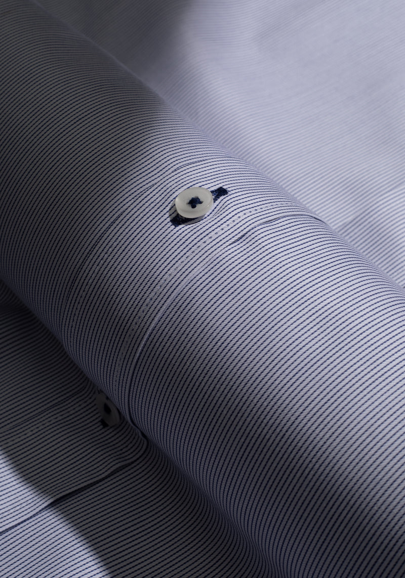 Giza 87 Cotton Granite Blue Stripe Signature Twill Shirt