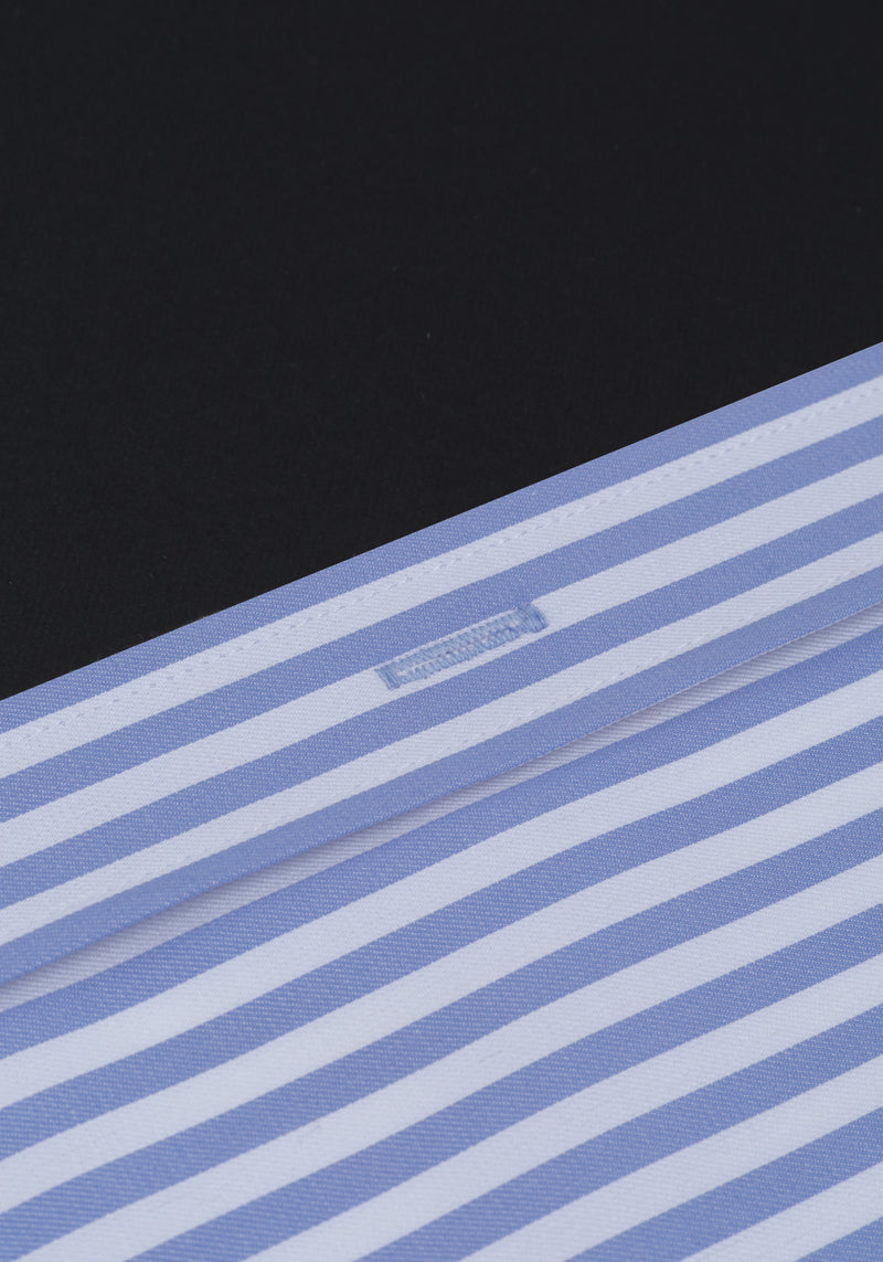 Giza 87 Cotton Mystic Blue Stripe Signature Twill Shirt