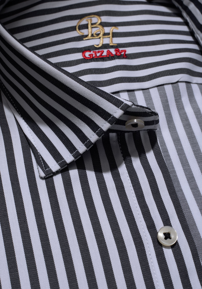 Giza 87 Cotton Astral Black Stripe Signature Twill Shirt