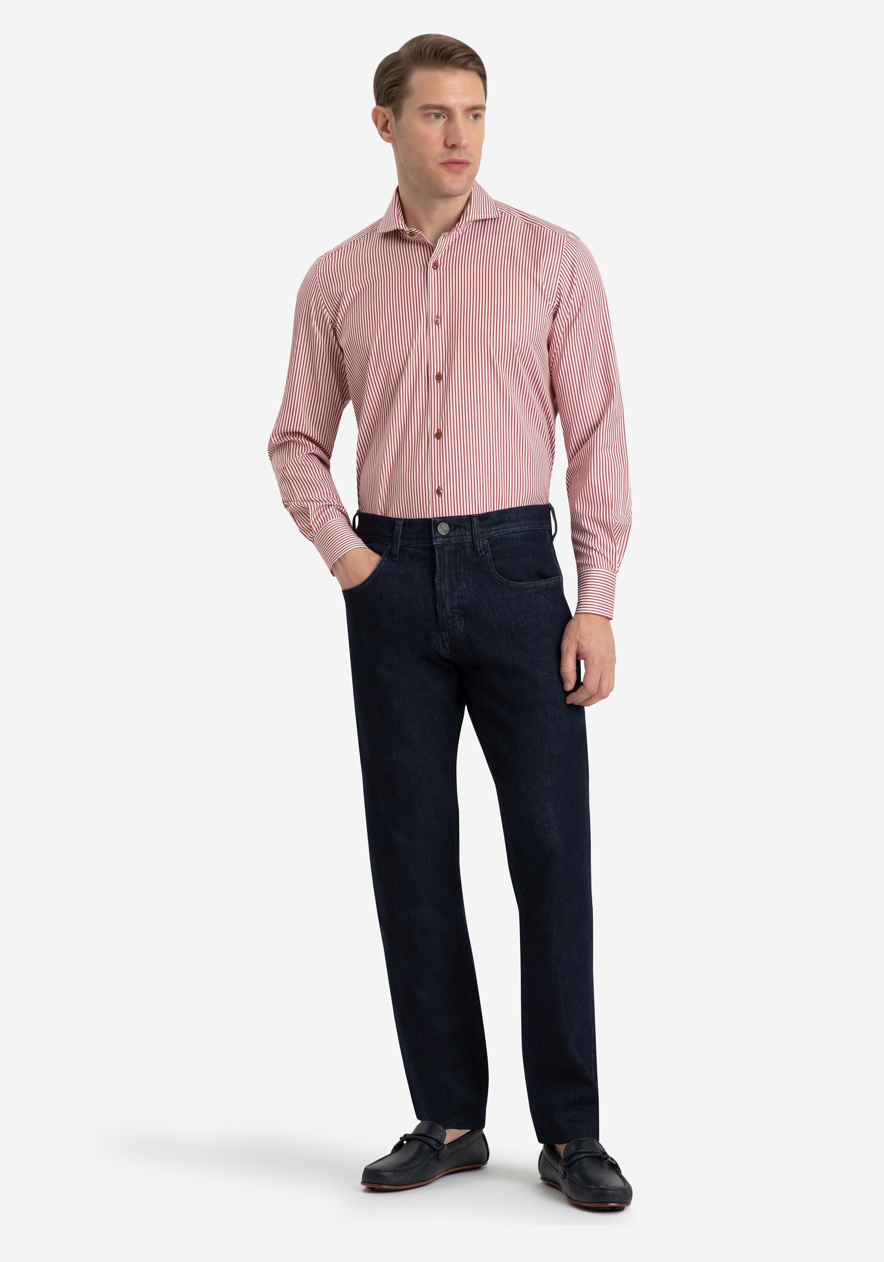 Striking Red Stripe Twill Shirt