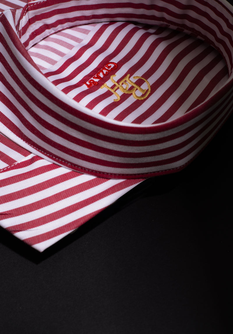 Giza 87 Cotton Bold Red Stripe Signature Twill Shirt