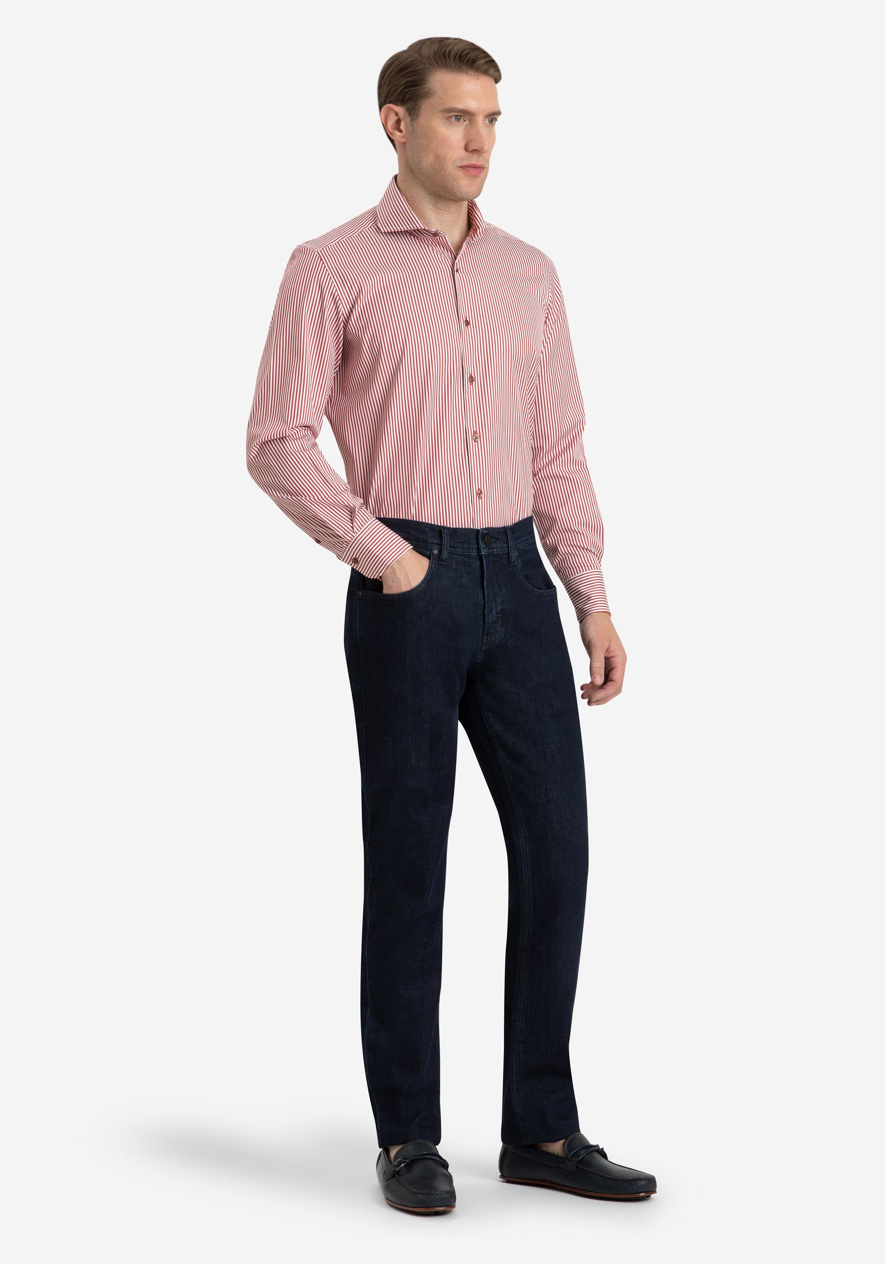 Striking Red Stripe Twill Shirt