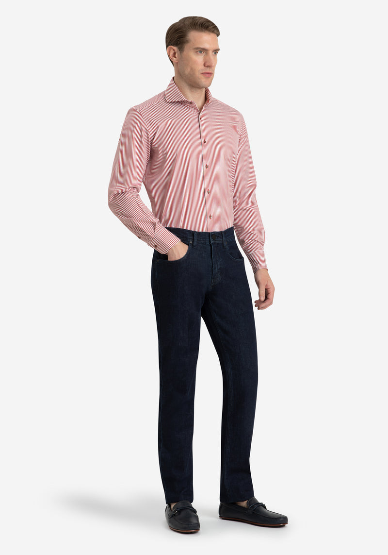 Striking Red Stripe Twill Shirt